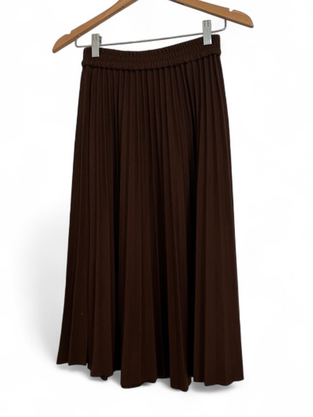 NWT Commence Belted Pleated Midi Skirt Chocolate Brown Size: Large